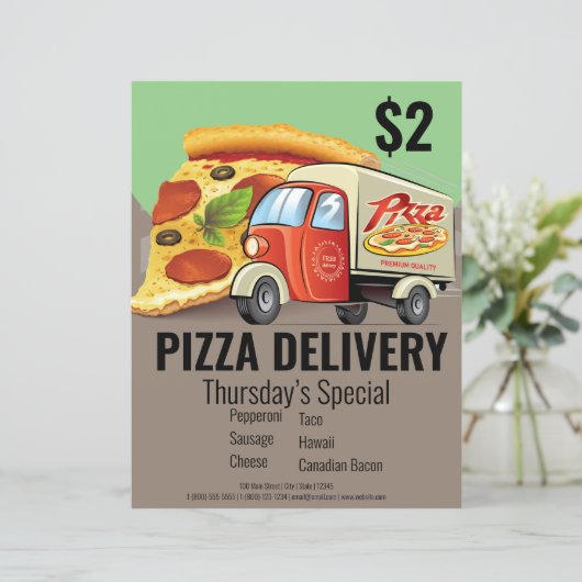Pizza Delivery Business Flyer (Stehend Vorderseite)