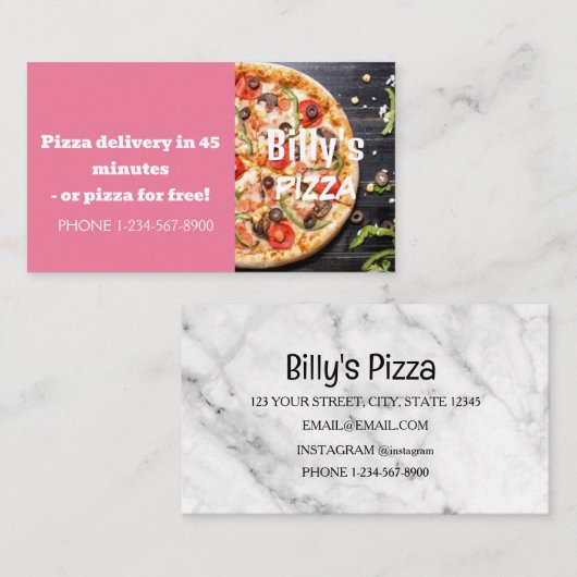 Pizza Delivery Discount Sale Angebot Visitenkarte (Vorne/Hinten)