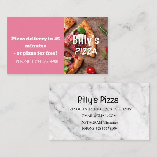 Pizza Delivery Discount Sale Angebot Visitenkarte (Vorne/Hinten)