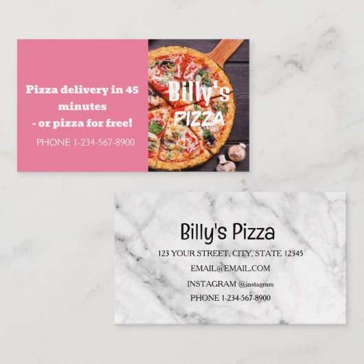 Pizza Delivery Discount Sale Angebot Visitenkarte (Vorne/Hinten)