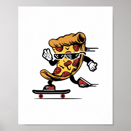 Pizza Delivery, Funny Pizza Skateboarding Poster (Vorne)