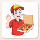 Pizza Delivery Rechteckiger Pappuntersetzer (Vorderseite)
