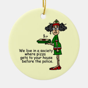 Pizza Delivery Spaß Keramik Ornament