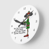 Pizza Delivery Spaß Runde Wanduhr (Winkel)