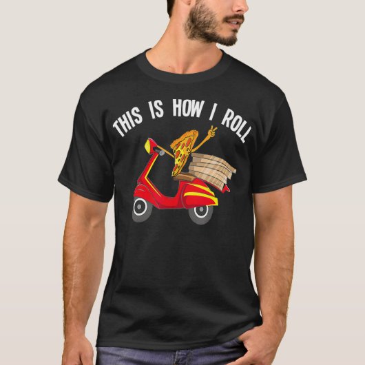 Pizza Delivery Typ Geschenk Idee Funny Scooter T-Shirt (Vorderseite)