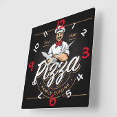 Pizza Design Wall Clock mit Zahlen Quadratische Wanduhr (Winkel)