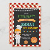 Pizza, die Geburtstags-Party Einladung macht (Vorne/Hinten)