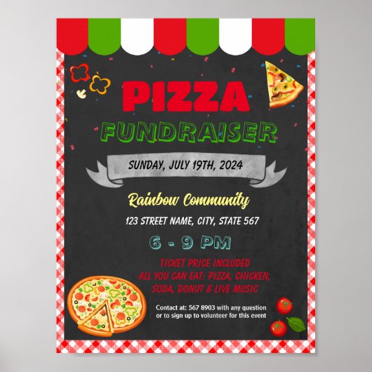 Pizza Dinner Fundraiser Veranstaltungsvorlage Poster (Vorne)
