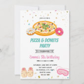 Pizza donuts Mädchen Schlummer Einladung (Vorderseite)