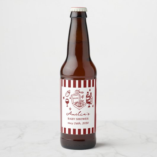 Pizza doodle special Delivery Baby Shower Bierflaschenetikett (Vorderseite)