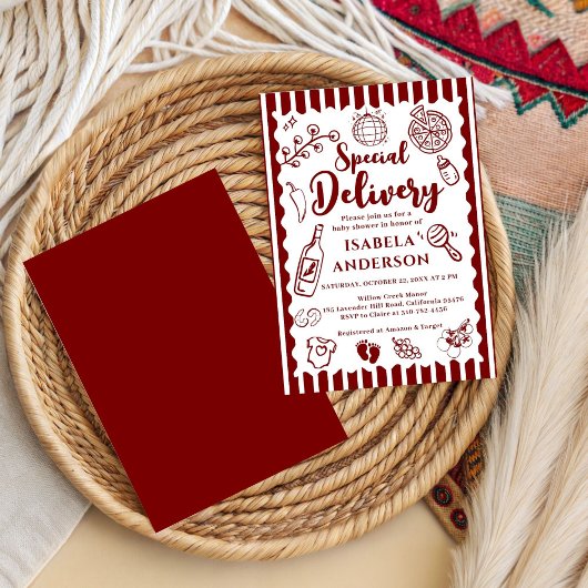 Pizza doodle special Delivery Baby Shower  Einladung