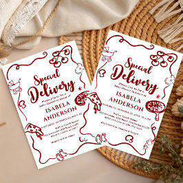 Pizza doodle special Delivery Baby Shower  Einladung