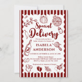 Pizza doodle special Delivery Baby Shower  Einladung (Vorderseite)