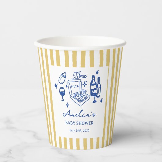 Pizza doodle special Delivery Baby Shower Pappbecher (Vorderseite)
