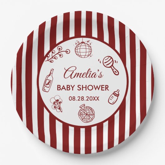 Pizza doodle special Delivery  Baby Shower Pappteller (Vorderseite)