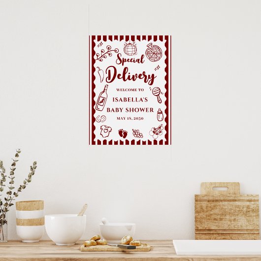 Pizza doodle special Delivery Baby Shower  Poster (Küche)