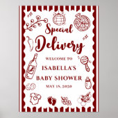Pizza doodle special Delivery Baby Shower  Poster (Vorne)