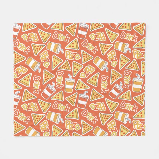 Pizza & Drink Pattern Fleecedecke (Vorderseite (Horizontal))