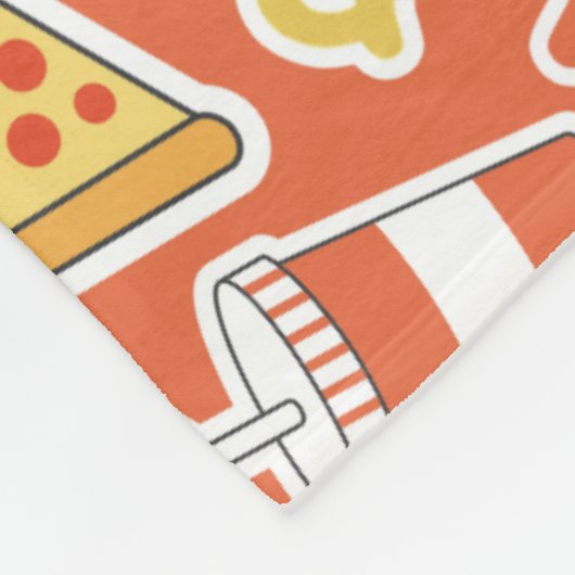 Pizza & Drink Pattern Fleecedecke (Ecke)
