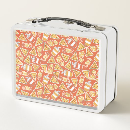 Pizza & Drink Pattern individuelle Name Lunch Box (Rückseite)