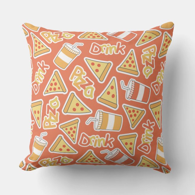 Pizza & Drink Pattern werfen Kissen (Vorderseite)