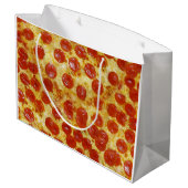 Pizza-Druck auf Geschenk-Tasche Große Geschenktüte (Rückseite Schrägansicht)