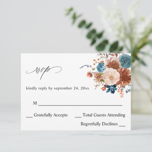 Pizza & Dusty Blüten UAWG RSVP Karte (Stehend Vorderseite)