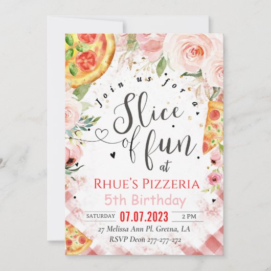 Pizza Einladung Geburtstagsfeier Party (Vorderseite)