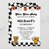 Pizza Einladung zum 1. Geburtstag | Slice Slice Sl (Vorne/Hinten)