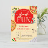 Pizza Einladung zum ersten Geburtstag (Stehend Vorderseite)