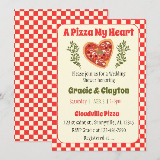 Pizza Einladungen (Vorne/Hinten)