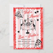 Pizza-Engagement-Partei von Funky Hand Einladung (Vorderseite)