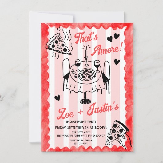 Pizza-Engagement-Partei von Funky Hand Einladung (Vorderseite)