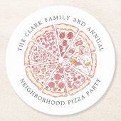Pizza-Ereignis als benutzerdefinierter Text | Rund Runder Pappuntersetzer (Vorderseite)