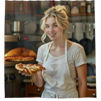 Pizza-Essen Foto Personalisieren Anpassen Duschvorhang