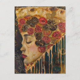 Pizza Face Klimt Abstrakt Postkarte