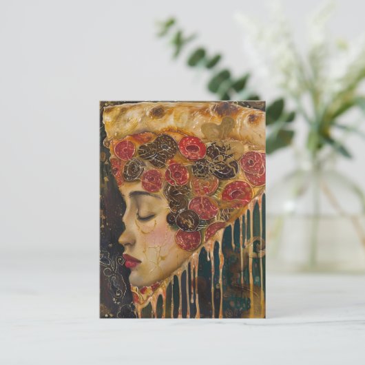 Pizza Face Klimt Abstrakt Postkarte (Stehend Vorderseite)