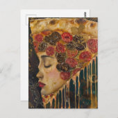 Pizza Face Klimt Abstrakt Postkarte (Vorne/Hinten)