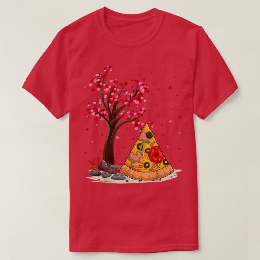 Pizza Fast Food Lover Funny Heart Tree Pizza Valen T-Shirt (Design vorne)