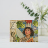 Pizza Fee Mixed Media Collage Postkarte (Stehend Vorderseite)