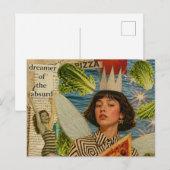 Pizza Fee Mixed Media Collage Postkarte (Vorne/Hinten)
