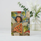 Pizza Fee Mixed Media Collage Postkarte (Stehend Vorderseite)