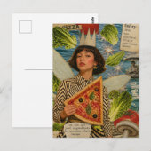 Pizza Fee Mixed Media Collage Postkarte (Vorne/Hinten)