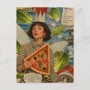 Pizza Fee Mixed Media Collage Postkarte