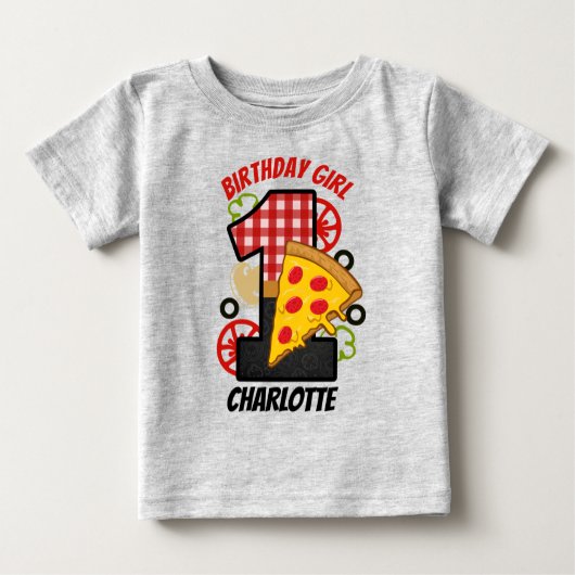 Pizza First Birthday Girl Shirt (Vorderseite)