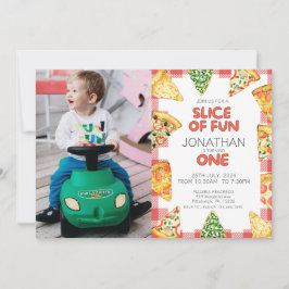Pizza First Birthday Party Foto Einladung