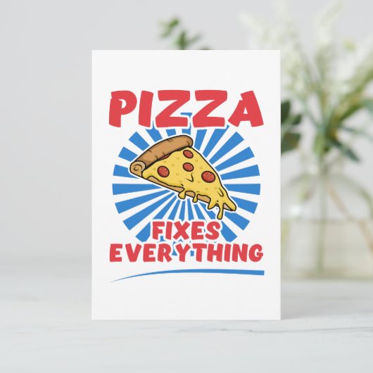Pizza Fixes Alles - Funny Pizza Quote Design Dankeskarte (Stehend Vorderseite)