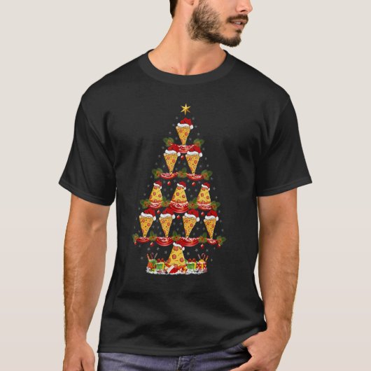 Pizza Food  Xmas Holiday Santa Pizza Christmas Tre T-Shirt (Vorderseite)
