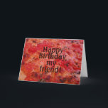 Pizza Foto Happy Birthday Friend Karte<br><div class="desc">Foto von neapolitanischer Pizza frisch aus dem Ofen einer Pizzeria. Käse und Sauce und frische Tomaten. Vorwort: Herzlichen Glückwunsch zum Geburtstag,  meinem Freund. Inside words: 
Beide können individuell angepasst werden. Wählen Sie eine beliebige Größe.</div>