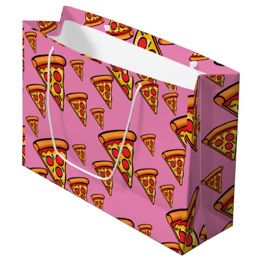 Pizza Freitag Design - Geschenktasche - Groß Große Geschenktüte (Vorderseite Schrägansicht)